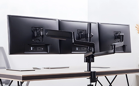 Triple monitor stand, triple monitor mount
